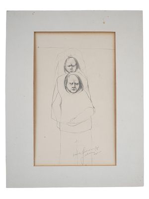 LUCAS JOHNSON (1940-2002) MAN WALKING, 1968 GRAPHITE ON PAPER DRAWING. A mid-century avant-garde 