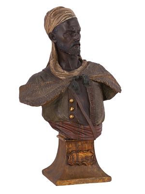 A TERRACOTTA ORIENTALIST BUST, "ARAB", GOLDSCHEIDER MANUFACTORY, VIENNA. Austria, circa 