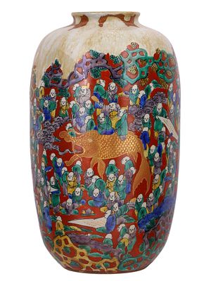 A JAPANESE KUTANI PORCELAIN ‘1000 FACES’ VASE, JAPAN, MEIJI PERIOD. A richly decorated Japanese 