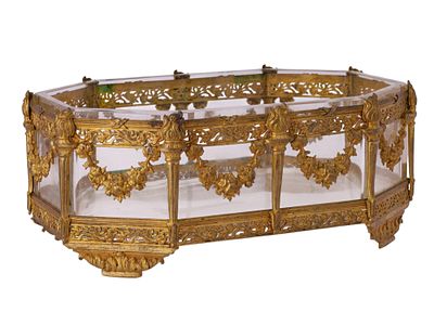 A FRENCH ORMOLU AND GLASS JARDINI&Egrave;RE, LATE 19TH CENTURY. Of elongated octagonal form, fitted 