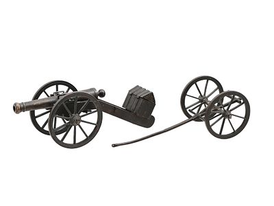 A FRENCH CAST-BRONZE MODEL GRIBEAUVAL SYSTEM MINIATURE CANNON, 19 C. The Gribeauval system 
