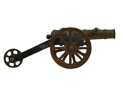 A BRONZE MODEL CANNON WITH CARRIAGE, 19TH CENTURY. A working miniature model of a 19th-century 