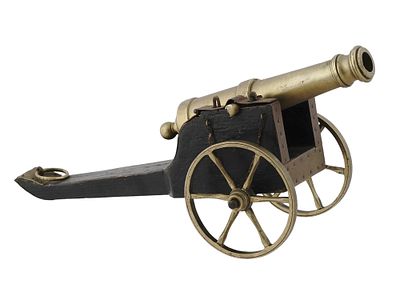 A MINIATURE REVOLUTIONARY WAR, FRENCH FIRING CANNON ON CARRIAGE. A miniature of a Revolutionary 