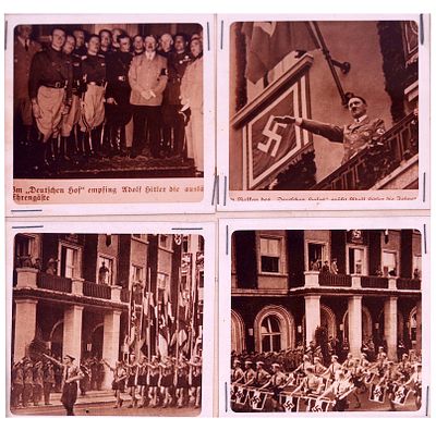 A SET OF FOUR NAZI GERMANY PHOTOGRAPHS, NUREMBURG. Four commemorative newspaper (magazine) clips 