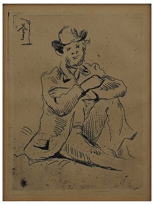 A PAUL C&Eacute;ZANNE (FRENCH, 1839-1906) ETCHING, GUILLAUMIN AU PENDU, C. 1906. An etching by Paul 