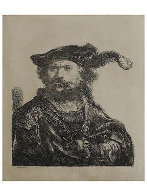A CHARLES AMAND DURAND (FRENCH, 1837-1917) ETCHING AFTER REMBRANDT'S SELF PORTRAIT. This is an 