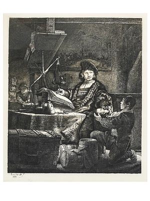 THE GOLDWEIGHER (LE PESEUR D’OR), AFTER REMBRANDT HARMENSZ. VAN RIJN (DUTCH, 1606–1669). Finely 