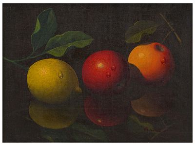AN OIL ON CANVAS STILL LIFE OF FRUIT, ALBERT GRICE ATTR., ENGLISH SCHOOL, 20TH CEN. An oil on 