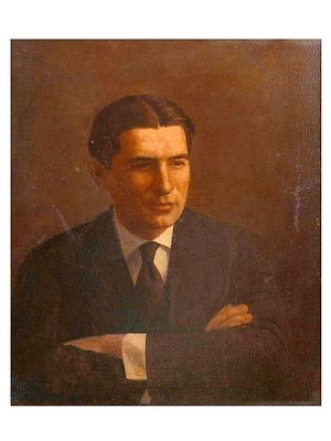 AN OIL ON CANVAS PORTRAIT OF A YOUNG MAN, EARLY 20TH CENTURY. A refined half-length portrait 