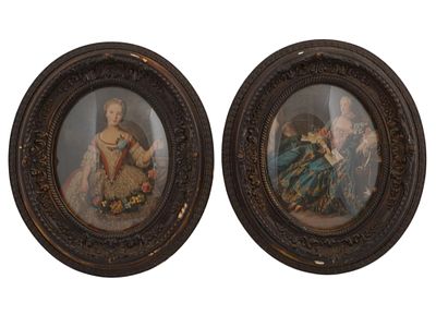 A PAIR OF CONTINENTAL OVAL FRAMED FEMALE PORTRAIT PRINTS
FRANCE OR CENTRAL EUROPE, 19TH CENTURY. 