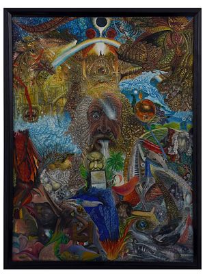 A MODERN SURREALIST COMPOSITION, LATE 20TH CENTURY, WATERCOLOR PAINTING. Oil on canvas 