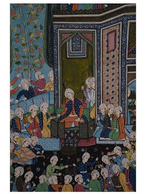 A PERSIAN PAINTING ON SILK, PERSIA, LIKELY ISFAHAN SCHOOL, LATE 19TH CENTURY. Persia, likely 