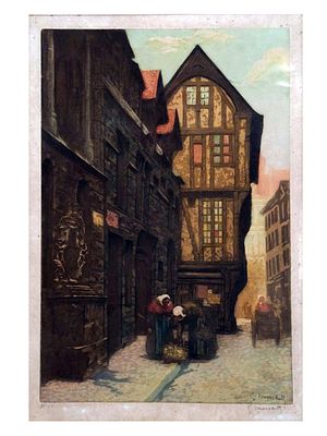 A FRENCH WATERCOLOR STREET SCENE, SIGNED "S. MARCHAL", EARLY 20TH CENTURY. A finely executed 