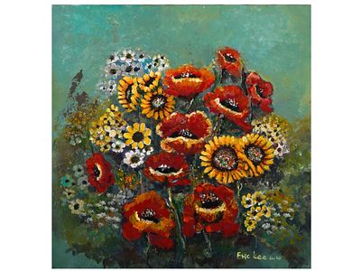 AN OIL ON CANVAS STILL LIFE BY ERIC LEE, 2020. Oil on canvas depicting a vibrant still life of 