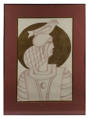 A SIMON AVISSAR (MOROCCAN, B. 1938) ATTR. MIXED MEDIA 'THE DOVE - SEPIA'. A mixed media artwork 