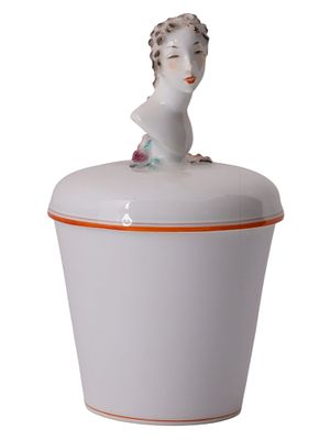 A MEISSEN PORCELAIN LIDDED JAR WITH FEMALE BUST FINIAL BY PAUL SCHEURICH, GERMANY, CIRCA 1937–1945. 