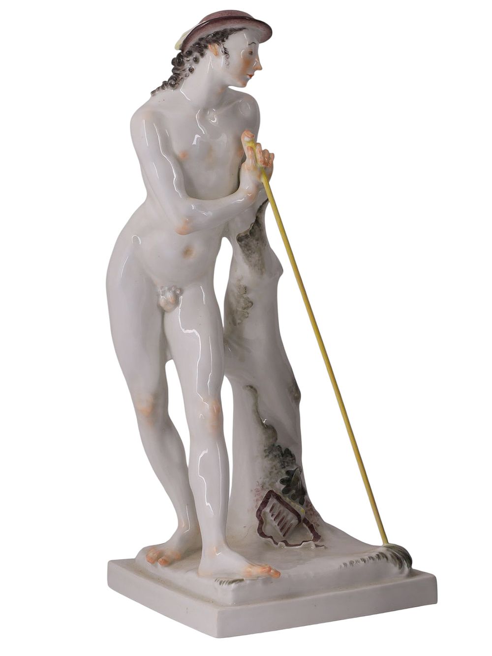 A MEISSEN PORCELAIN FIGURE OF A NUDE SHEPHERD, “DER HIRTE” BY PAUL SCHEURICH, GERMAN, C. 1919-1923. 