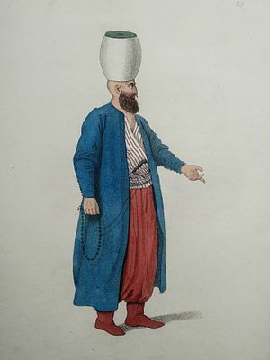 AN 1802 LITHOGRAPH OF AN OTTOMAN TURKISH GENTLEMAN, FROM 'THE COSTUME OF TURKEY'. A lithograph 