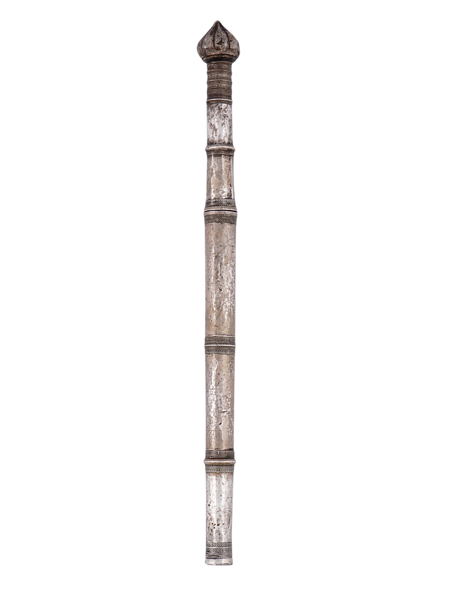 A SILVER MOUNTED BURMESE DHA DAGGER, 19TH CEN.