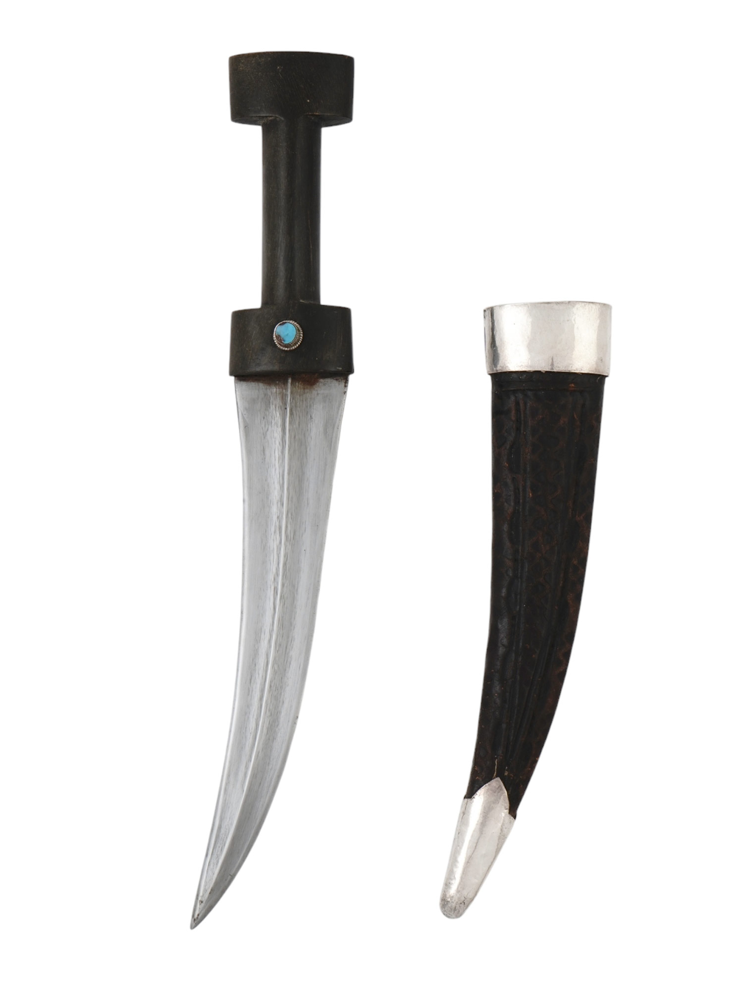 A SILVER MOUNTED KHANJAR, 19THC.