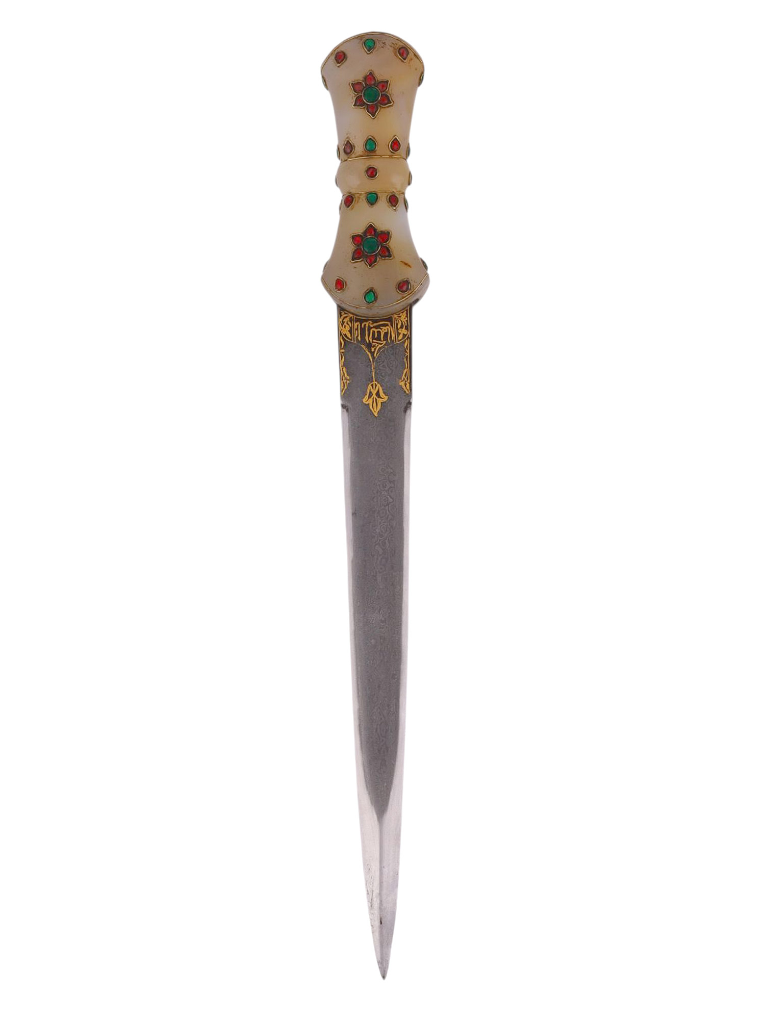 A TURKISH CARNELIAN AGATE DAMASCUS DAGGER
