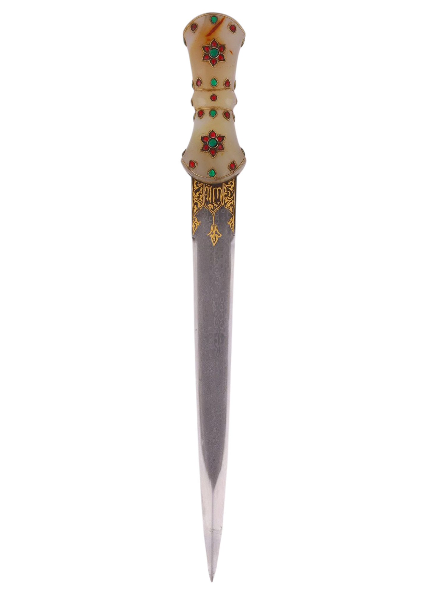 A TURKISH CARNELIAN AGATE DAMASCUS DAGGER