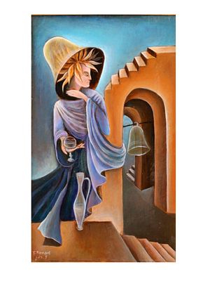 A TZIPORA RONEN (MEXICAN-ISRAELI, B. 1939), A SURREALIST PAINTING, SIGNED AND DATED. Oil on 