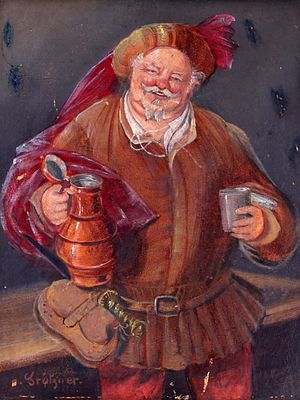 A GERMAN OIL PAINTING FALSTAFF BY EDUARD VON GRUTZNER. Eduard von Gr&uuml;tzner (German, 1846 - 1925) 