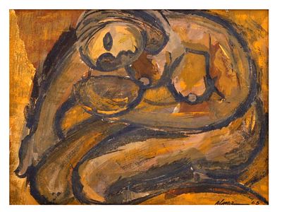 AN OLIN ON CANVAS ABSTRACT PAINTING SIGNED ALMOZ, 20TH C. A SIGNED ABSTRACT PAINTING BY ALMOZ. 