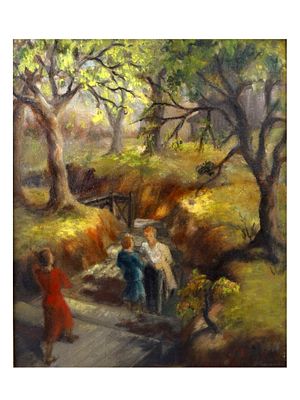 A LEONA, AMERICAN, ORRINGER OIL PAINTING, 'SPRINGTIME'. A LEONA ORRINGER (AMERICAN, 20TH 