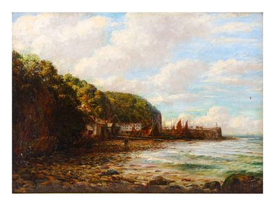 A HEDLEY FITTON (BRITISH, 1859 - 1929) OIL PAINTING OF A COASTAL SCENE, 1897. Hedley Fitton 