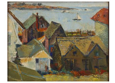 A B. POLIVKA CALIFORNIA OIL ON CANVAS PAINTING. B. POLIVKA (20th Century), A CALIFORNIA OIL ON 