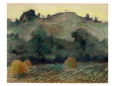 A WATERCOLOR AND PASTEL LANDSCAPE BY MSTISLAV DOBUZHINSKY (1875–1957), DATED 1901. Watercolor 