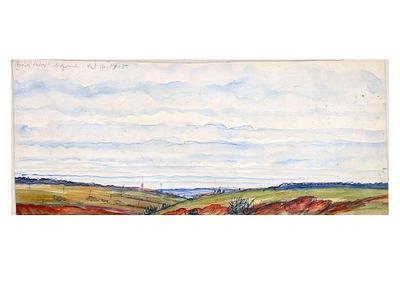 MSTISLAV VALERIANOVICH DOBUZHINSKY (RUSSIAN, 1875–1957)
LANDSCAPE, 1915. Pencil and watercolour 