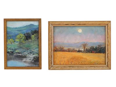 A PAIR OF E. TAYLOR PASTEL LANDSCAPES, AMERICAN SCHOOL, EARLY–MID 20TH CENTURY. Each signed E. 