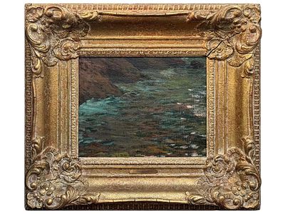 ATTRIBUTED TO FERDINAND HODLER (SWISS, 1853–1918)
SEASCAPE. Oil on board. A small atmospheric 