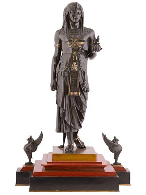 AN EGYPTIAN REVIVAL FRENCH BRONZE, KING MENTHUOPHIS, EMILE-LOUIS PICAULT (1833-1915). An 