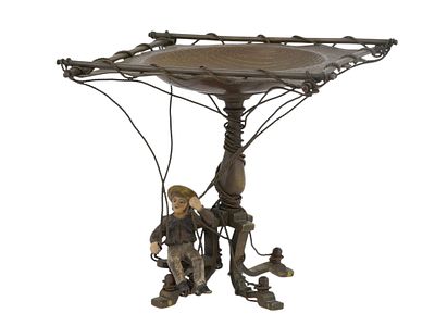 A VIENNA BRONZE FIGURE OF A SAILOR UNDER A TRAY, CA. 1900. A finely cast and cold-painted bronze 