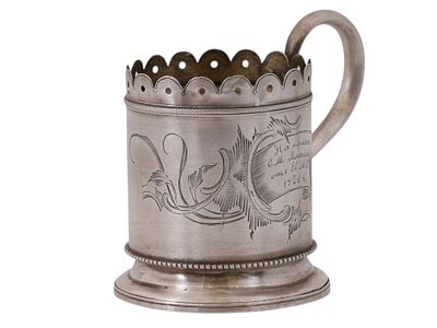 СЕРЕБРЯНЫЙ РУССКИЙ ПАМЯТНЫЙ ПОДСТАКАННИК. НЕИЗВЕСТНАЯ ЧАСТНАЯ МАСТРЕСКАЯ, МОСКВА, РОССИЯ, НАЧ. ХХ В.