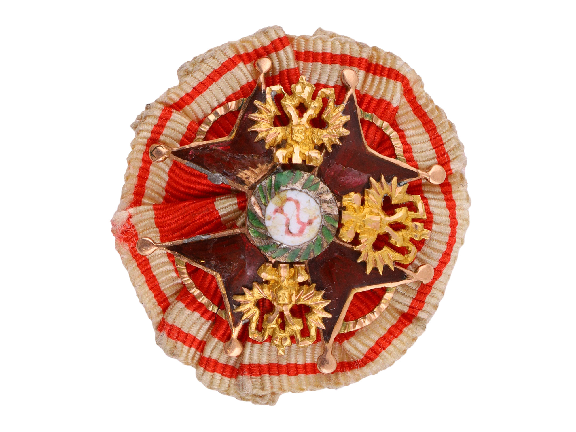 A RUSSIAN MINIATURE ORDER OF ST. STANISLAUS IN GOLD, CA. 1900