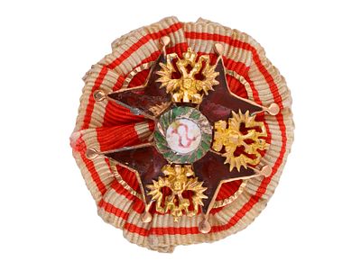 A RUSSIAN MINIATURE ORDER OF ST. STANISLAUS IN GOLD, CA. 1900. A miniature order of St. 