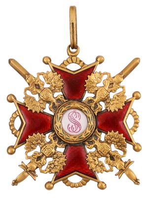AN IMPERIAL RUSSIAN ORDER OF SAINT ANNE, 2ND CLASS WITH SWORDS, BY EDUARD, ST. PETERSBURG, LATE 