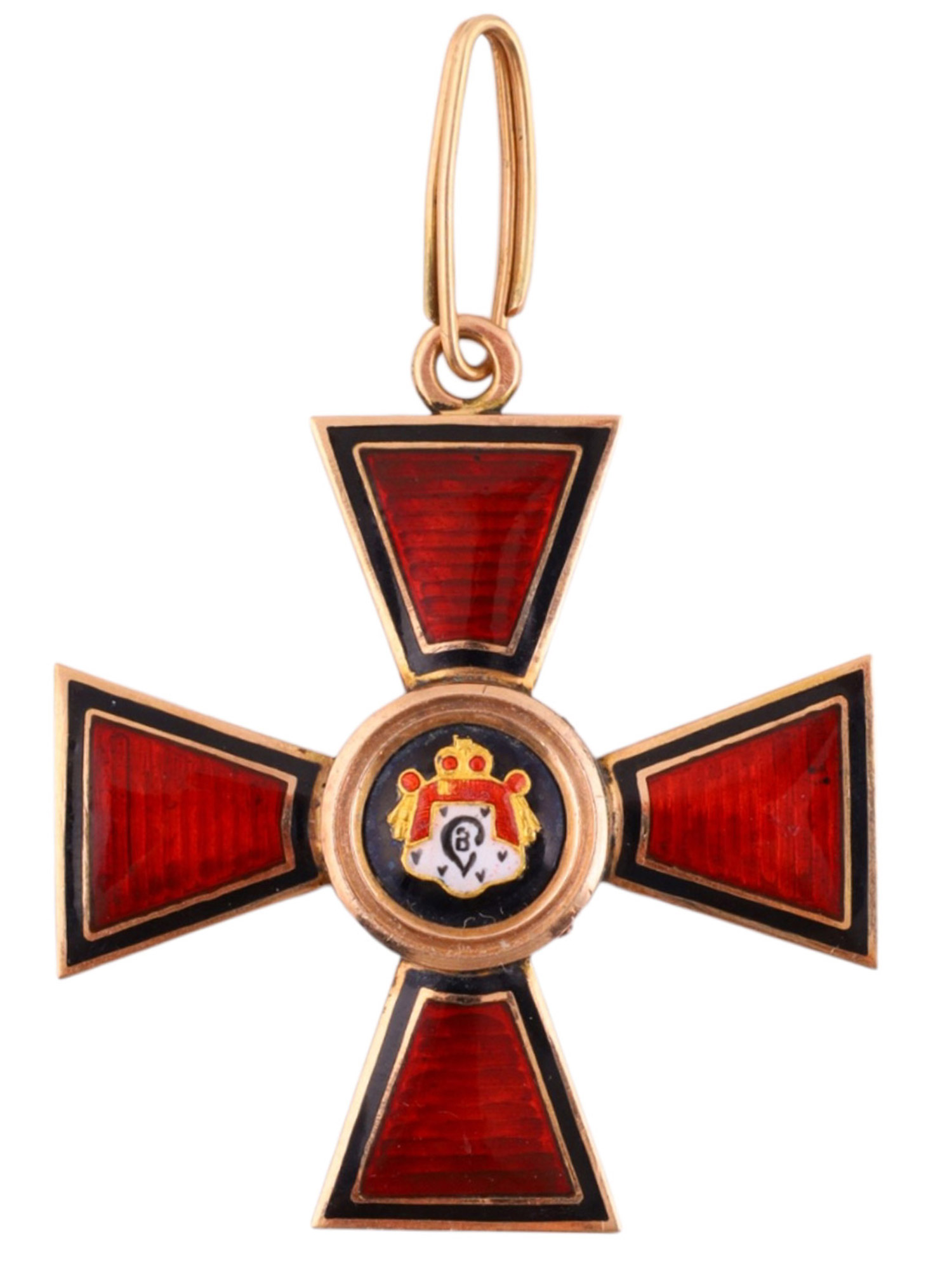AN IMPERIAL RUSSIAN ORDER OF SAINT VLADIMIR, THIRD CLASS, GOLD AND ENAMEL, BY KEIBEL, CIRCA 1900