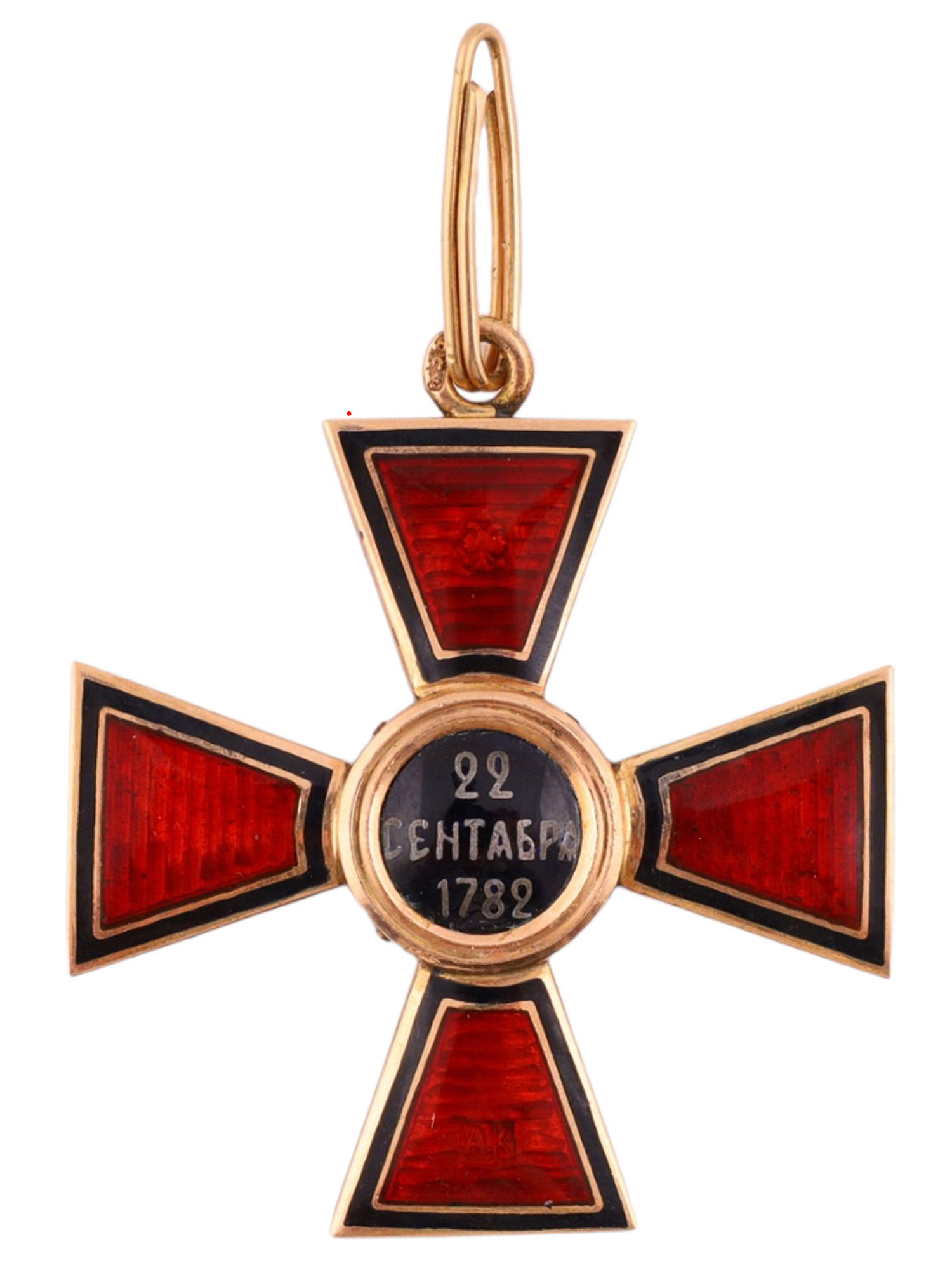 AN IMPERIAL RUSSIAN ORDER OF SAINT VLADIMIR, THIRD CLASS, GOLD AND ENAMEL, BY KEIBEL, CIRCA 1900