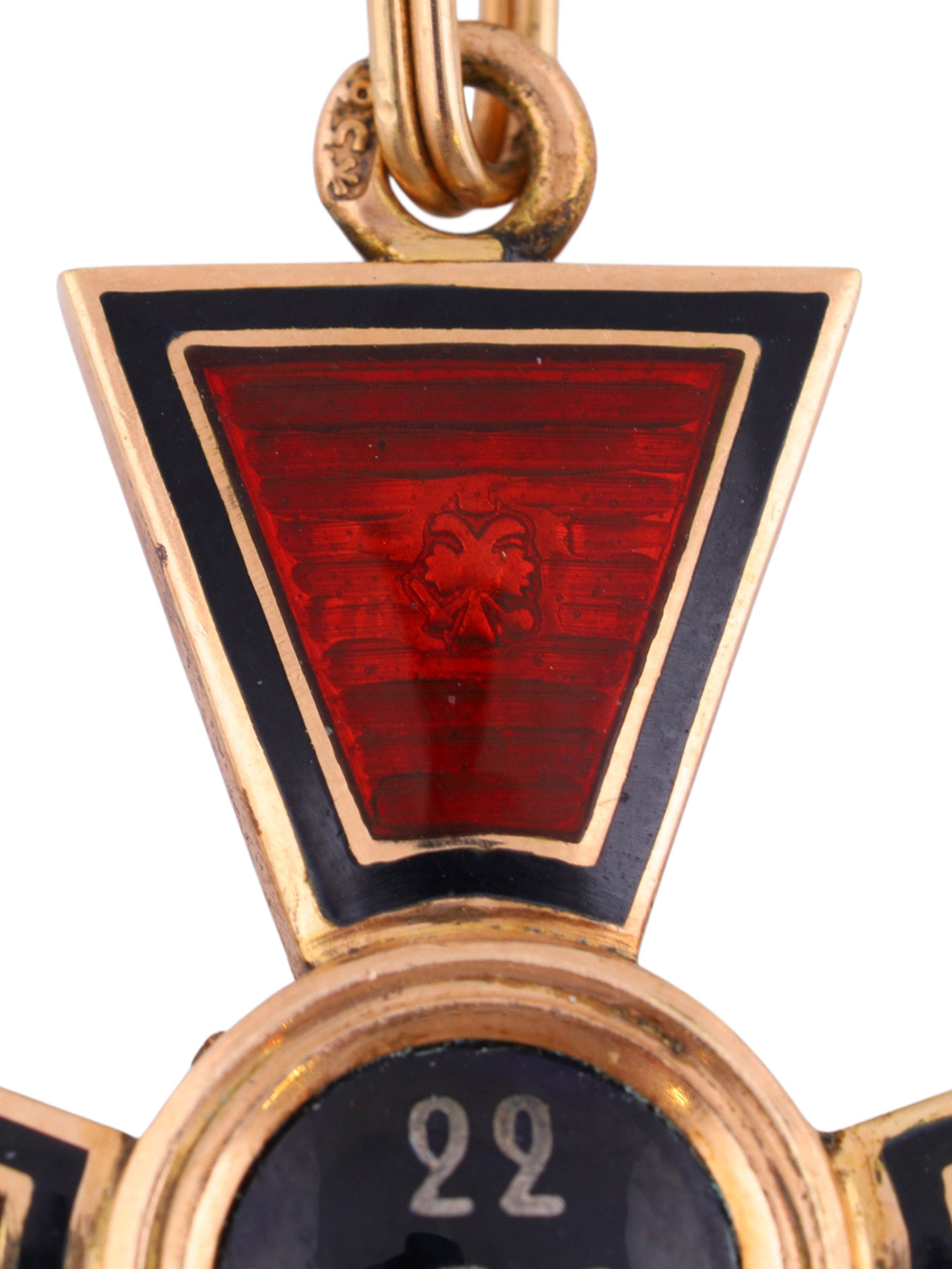 AN IMPERIAL RUSSIAN ORDER OF SAINT VLADIMIR, THIRD CLASS, GOLD AND ENAMEL, BY KEIBEL, CIRCA 1900