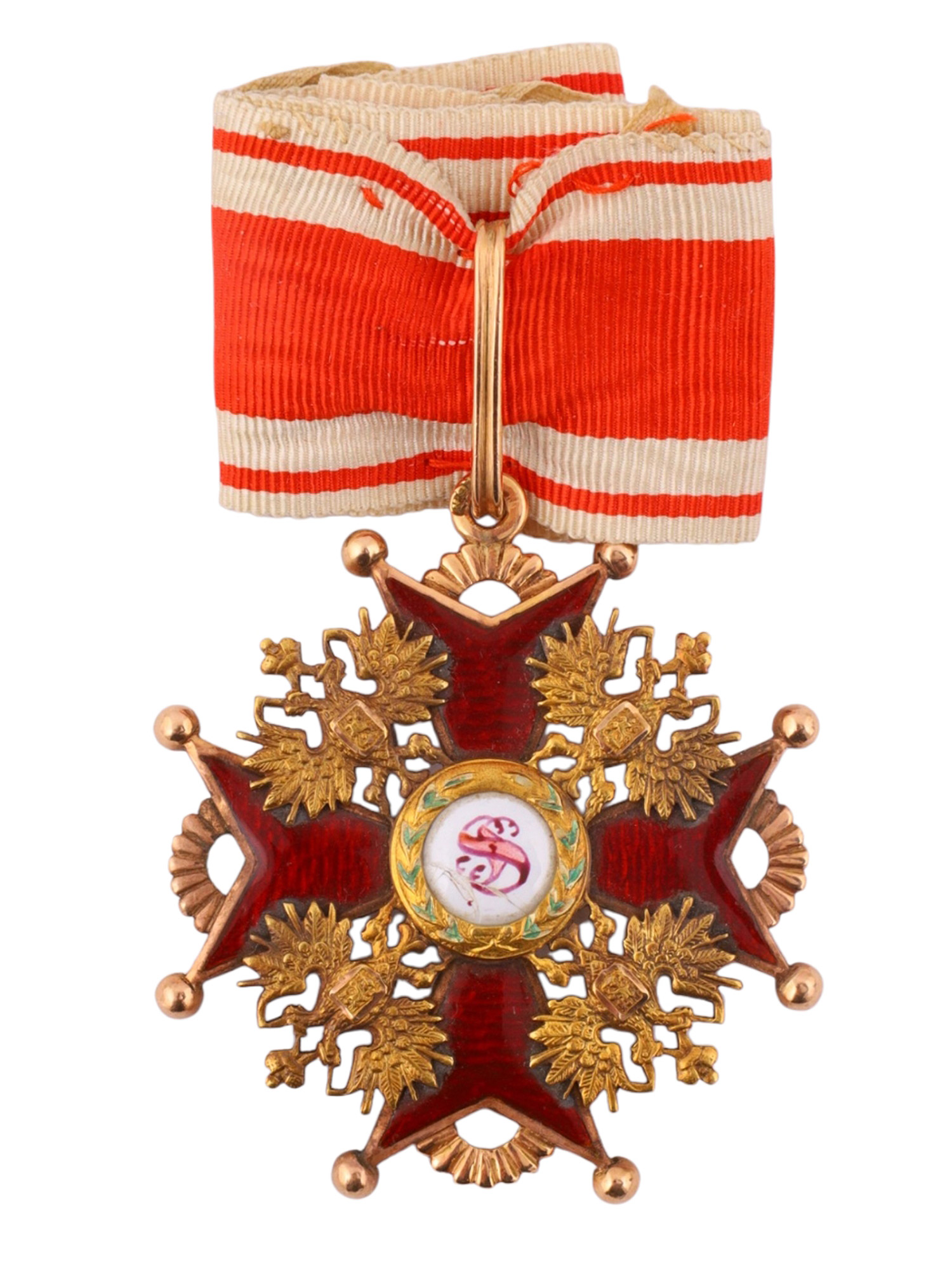 A RUSSIAN IMPERIAL ORDER OF ST. STANISLAUS, 3RD CLASS, IN GOLD, BY ALBERT KEIBEL