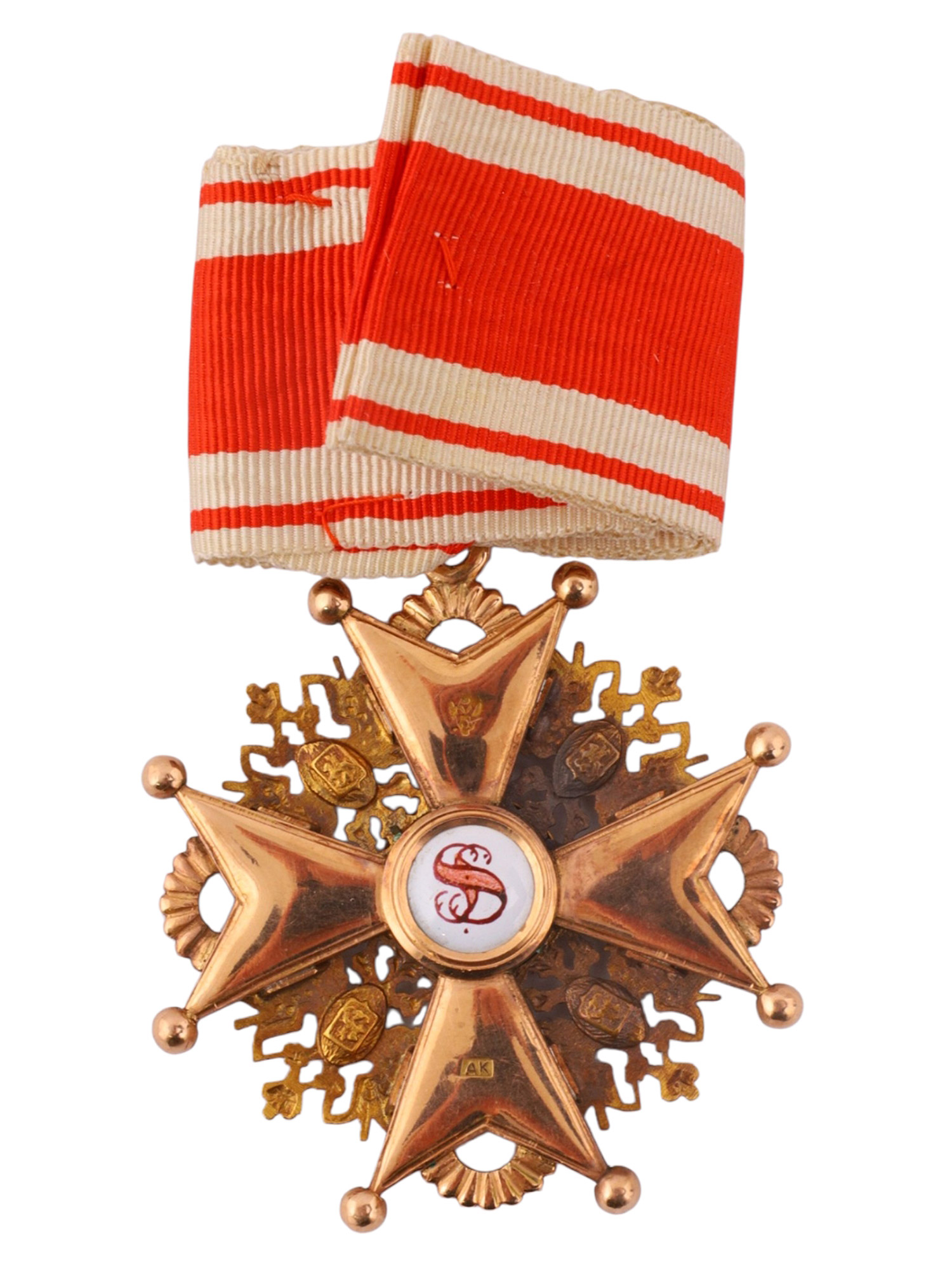 A RUSSIAN IMPERIAL ORDER OF ST. STANISLAUS, 3RD CLASS, IN GOLD, BY ALBERT KEIBEL