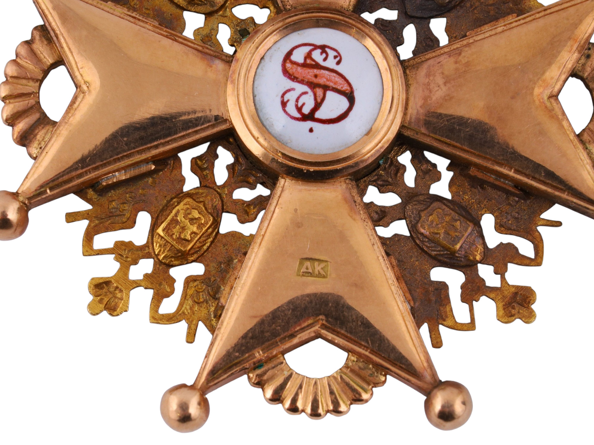A RUSSIAN IMPERIAL ORDER OF ST. STANISLAUS, 3RD CLASS, IN GOLD, BY ALBERT KEIBEL