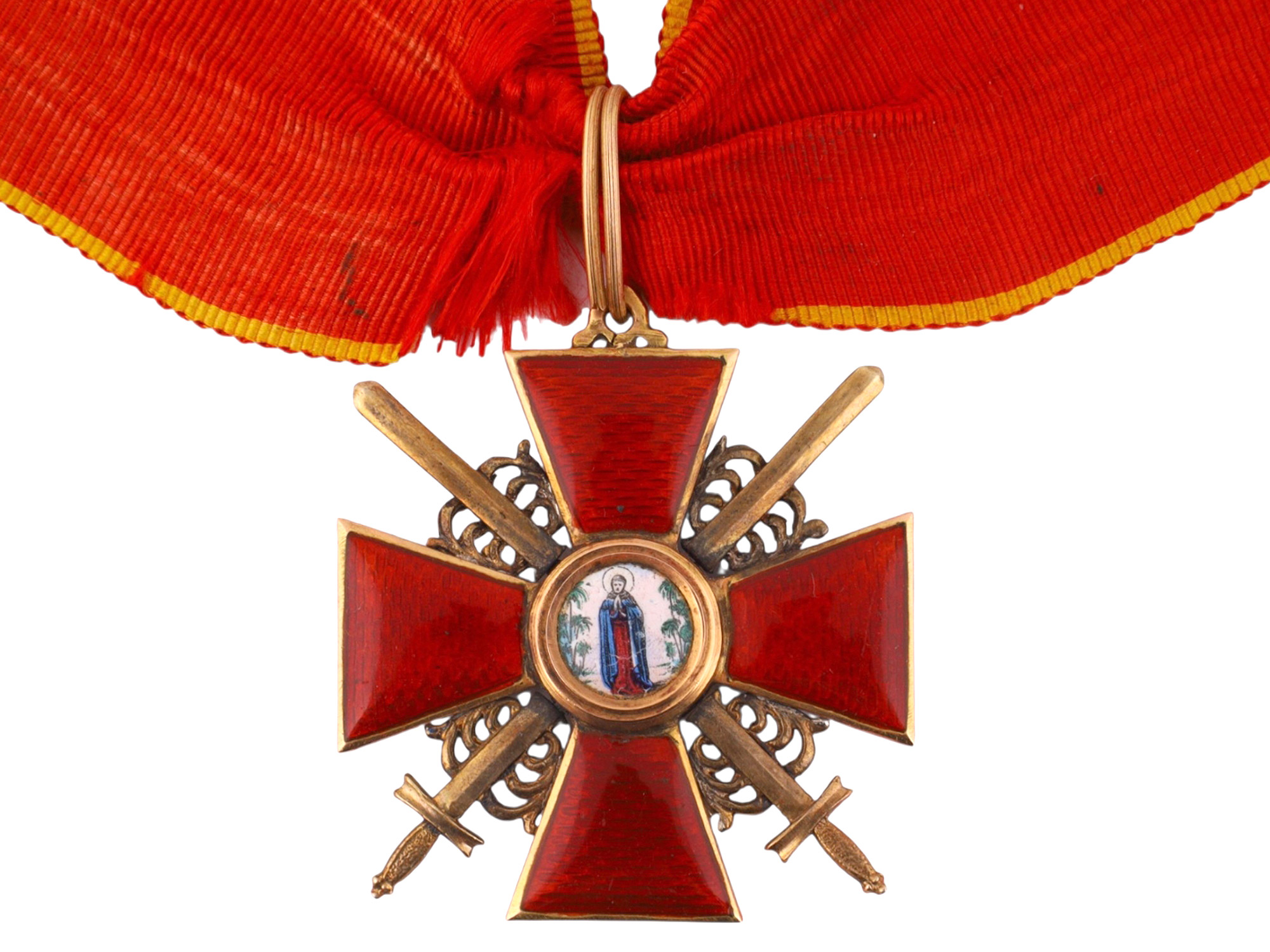 A RUSSIAN ORDER OF SAINT ANNA, 2ND CLASS WITH SWORDS IN GOLD, BY EDUARD, ST. PETERSBURG, C. 1908–1917