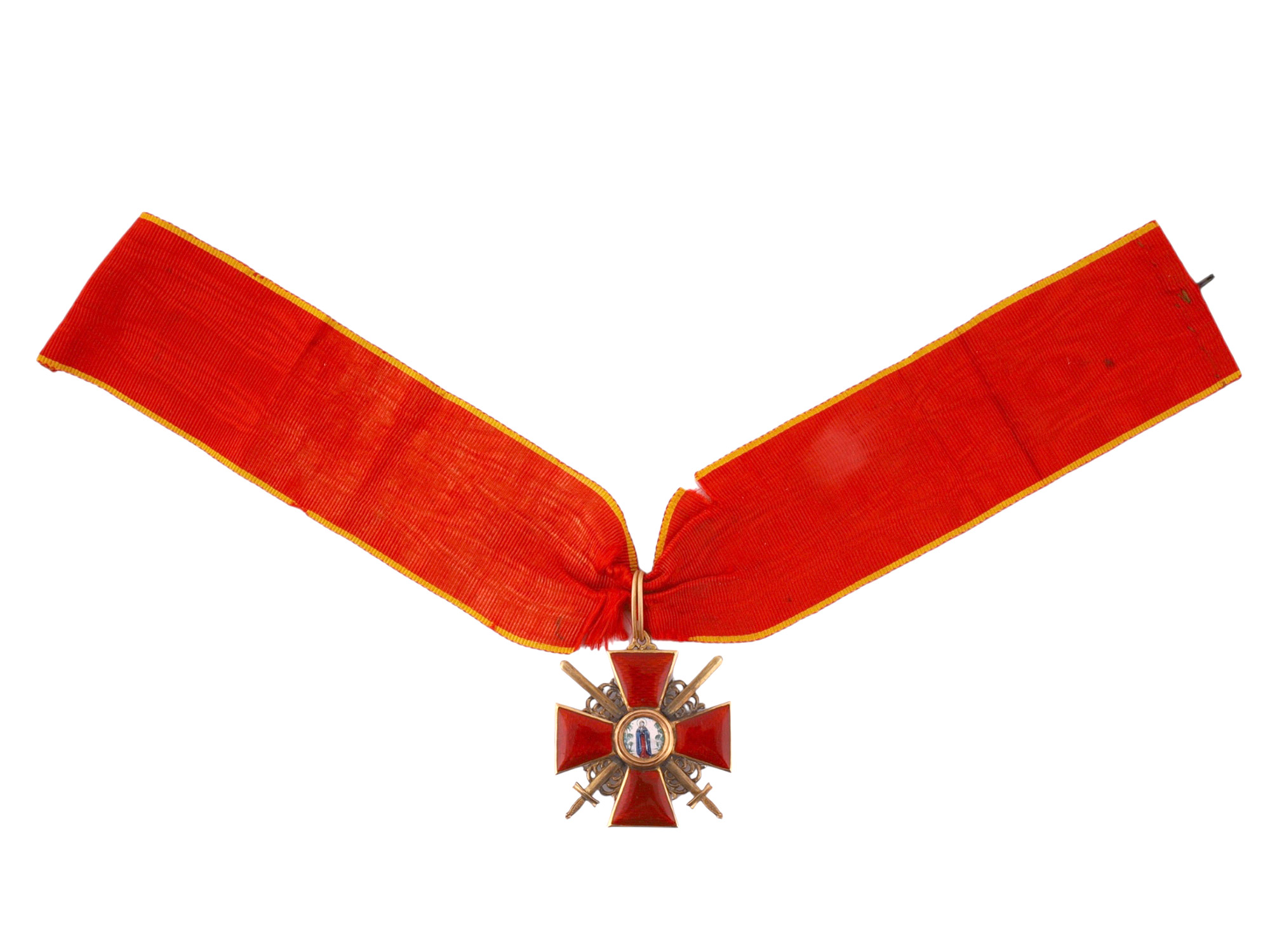 A RUSSIAN ORDER OF SAINT ANNA, 2ND CLASS WITH SWORDS IN GOLD, BY EDUARD, ST. PETERSBURG, C. 1908–1917